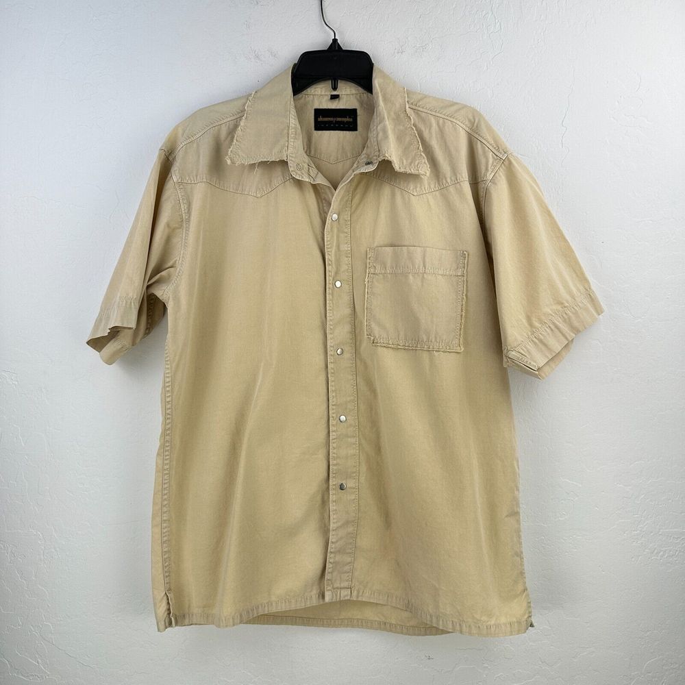 Vintage Kapok‎ Shirt Mens 2XL Cream Pearl Snap Western Lightweight Cowboy Indie